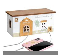 Hut Design Wooden Cable Organizer Box - Cabin Design Case, Cord Storage Box with Cabin Style Look, Desktop Charger Case for Travel, Outdoor Gear, Desk Electronics, Garage Tools, Phone & TV Accessories