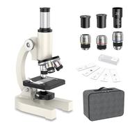 HUTACT Microscopio per bambini adulti principianti: microscopio composto da 40-2000X per biologia con kit di diapositive e custodia, per scienza esplorare l'istruzione