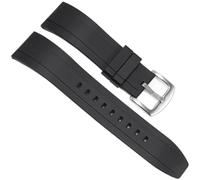 HUTBUVEAW Cinturino for Orologio in caucciù fluorurato di qualità 18mm 20mm 22mm 24mm Cinturino Sportivo Nero Polsino Verde con Cinturino a sgancio rapido(Black Silver Buckle,22mm)