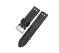 HUTBUVEAW Cinturino for orologio in vera pelle for Hamilton Khaki Aviation Field Navy H70595593 H77616533, cinturino da polso da uomo, 20-22 mm(Black white silver,22mm)