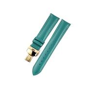 HUTBUVEAW Cinturino in morbida pelle con motivo litchi for Omega Casio Fossile arancione verde 18 19 20 mm 22 mm, accessori for orologi(Green-gold,19mm)