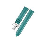 HUTBUVEAW Cinturino in morbida pelle con motivo litchi for Omega Casio Fossile arancione verde 18 19 20 mm 22 mm, accessori for orologi(Green-silver,16mm)