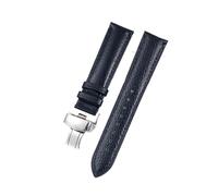 HUTBUVEAW Cinturino in morbida pelle con motivo litchi for Omega Casio Fossile arancione verde 18 19 20 mm 22 mm, accessori for orologi(Blue-silver,12mm)