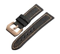 HUTBUVEAW Cinturino in Pelle di Tela, 20 22 24MM Adatto for Orologio in Bronzo Bracciale da Uomo in Rame, Adatto for PAM111 411 da Uomo in Pelle Br(Brack Bronze Buckle,24mm)
