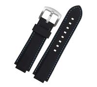 HUTBUVEAW Cinturino in silicone for Casio EDIFICE Series 5634 EFS-S570YD/YDC/YDB, cinturino convesso modificato, cinturino in gomma nera(Black blue silver)