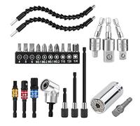 HUTHUHNHN Estensione del supporto per punte flessibile, set di punte per trapano a 105°, adattatore per avvitatore angolare, punte per trapano a vite magnetiche (nero)