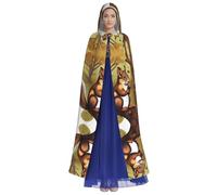 HUTOOLEE Mantello con cappuccio con scoiattolo che mangia noci Halloween Cosplay Prom Party Comic Con Mantello decorazione per feste per adulti Bella stampa grafica