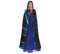 HUTOOLEE Science Fiction Future Mantello con cappuccio Halloween Cosplay Prom Party Comic Con Mantello Decorazione per Adulti Bella Stampa Grafica, Nero