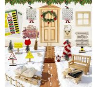 HUTRADE Set Elfi di Natale 61 Pezzi con Porta Magica, Albero, Cassetta della Posta, Cappello e Sciarpa ecc, Decorazioni Natalizie Creative per Bambini 3-10 Anni