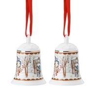 Hutschenreuther - Campana natalizia,collezione 2021, dimensioni: 7 cm, in porcellana, multicolore, Natale (Confezione da 2)