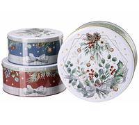 HUTSCHENREUTHER Canti di Natale Set 3 Scatole per Biscotti in Latta Rotonde 24,5cm