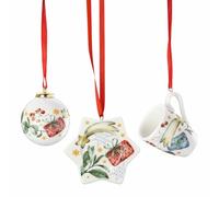 Hutschenreuther Serie da collezione di Natale 2025 "Tutti gli anni, mini set da 3 pezzi (mini piatto stellare, tazza con manici, sfera porzeale)
