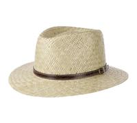 Hutshopping Luke Cappello di paglia da uomo - Made in Italy - Traveller in 100% paglia - Cinturino in pelle con fibbia - Cappello estivo con fodera in grosgrain - Traveller di paglia primavera/estate,