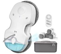 HUTT C65 Robot Lavavetri Finestre con Serbatoio, Robot Lava Vetri Elettrico a Pulizia di Lava con Telecomando, 3800Pa, Acqua Spruzzo, Funziona su Tutte Superfici Liscie, con 10pcs Panno, Valigia