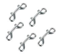 Huture 5 Pezzi Argento 89mm moschettone Acciaio Gancio nichelato Lega di Zinco Doppia estremità bullone scatta Clip da Girevole Cane guinzaglio Secchio Amaca moschettone Clip Doppia estremità Fibbia