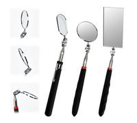 Huucozn 3 Pezzi Set di Specchio Telescopico di Ispezion Specchio di Ispezione Girevole a 360° Rettangolo Rotondo e Ovale Specchio d'Ispezione Regolabile in Acciaio Inox per l'Ispezione dei Veicoli