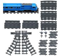 Huucozn 34 Pezzi Set di City Binari Binari Ferroviari Giocattolo Rotaie Giocattolo per Bambini Treno Binar i Ferroviari Giocattol o Blocchi di Costruzione della Città per Regalo per Ragazzi e Ragazze