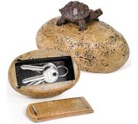 Huucozn Chiave in pietra per chiavi in pietra per esterni, nascondiglio per esterni, in resina, con scomparto segreto, pietra falsa con tartaruga, nascondiglio per chiavi in pietra