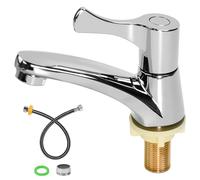 Huucozn Rubinetto Acqua Fredda Rubinetto Lavello Cucina G1/2 Monocomando Lavabo per Fredda Singolo Rubinetto Bagno Lavabo con Tubo Flessibile e Filtri per Bagno, Toilette, Cucina (Argento)