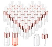 Huudngeje 100 Pezzi Mini Flacone Contagocce In Vetro Trasparente Flaconi Contagocce per Olio Contenitori per Campioni In Vetro per Viaggiare 3 Ml Facile Installazione