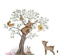 Huudngeje Cute Animal Child for Kids Room Jelly Tree Wall da Parete 4 Pezzi di Giungla Animale per la Parete del Muro di Carta da Parati Decalcomania
