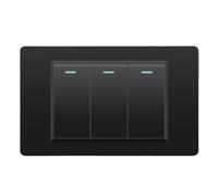 Huudngeje Interruttore Della Luce del Pannello di Vetro Temperato Interruttori Elettrici 3 Banda A 2 Vie 118 mm X 72 mm Pulsante Meccanico Nero 3gang 2way