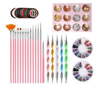 Huudngeje Kit di Strumenti per Nail Art - Nail Pen Stamp con Pennello per Pittura Delle Unghie, Strumento per Puntini Sulle Unghie, Foglio per Unghie, Nastro per Manicure, Strass per Unghie