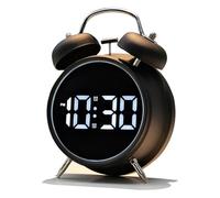 Huudngeje Orologio Digitale Camera da Letto con Numeri, Design A Campana in Metallo retrò, Display di Retroilluminazione, Ideale per Le Traversine di Nero