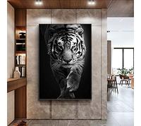 HUUDNHYK Dipinti di Animali Divertenti Tigre Animale in Bianco e Nero di Stampa su Tela Non Tessuta. Quadro da Parete su Tela 90x60cm (36x24in) Senza Cornice