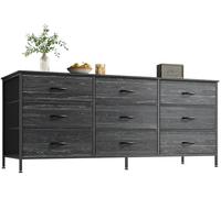 Huuger Cassettiera a 9 cassetti, mobile TV da 140 cm, per TV da 55 a 60 pollici, centro di intrattenimento con cassetti, grande cassettiera in tessuto per camera da letto, armadio, stampa