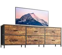 Huuger Comò lungo 160 cm per camera da letto, ampio supporto TV per TV da 55, 65, 70 pollici, comò a 6 cassetti per armadio con cassetti in tessuto, organizer per camera da letto, ingresso, marrone