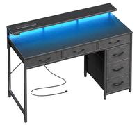 Huuger - computer da gioco con 6 cassetti, computer con luci a LED e prese di corrente di tipo C, computer da ufficio da 39 pollici con stoccaggio, supporto per monitor,