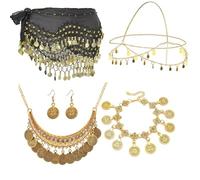 HUUiWAA Accessori per la Danza del Ventre, Cintura Avvolgente in Oro Bohémien, Poliestere - Donna Adulta Interessata a Ballo del Ventre, Moda Gitana o Feste a Tema