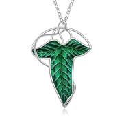 HUUiWAA Spilla smaltata a forma di foglia di albero verde, per donne e uomini, collana con ciondolo, spilla con chiusura a mantello, gioiello per cosplay, Medio, Metallo, Nessuna pietra preziosa