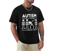 huUKH7HGT Skeleton Autism It's Not A Disability It's A Different Ability T Shirt Black S
