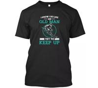 huUKH7HGT Ski Like Old Man - I Know An Try To Keep Up T-Shirt Black M