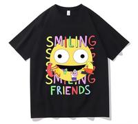 huUKH7HGT Smiling Friends Cartoon Print T-Shirt Black L