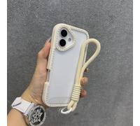 HUUMAGIC Custodia trasparente con glitter e diamanti per iPhone 11, 12, 13, 14, 15, 16 Pro Max con cinturino da polso (per 16PROMAX/bianco)