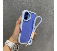 HUUMAGIC Custodia trasparente con glitter e diamanti per iPhone 11, 12, 13, 14, 15, 16 Pro Max con cinturino da polso (per 11/blu)