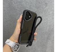 HUUMAGIC Custodia trasparente con glitter e diamanti per iPhone 11, 12, 13, 14, 15, 16 Pro Max con cinturino da polso (per 12/nero)