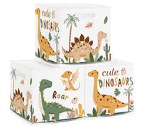 HUUMONSS 30cm Set di 3 Scatole Portaoggetti Dinosauri Boho Contenitore Porta Giochi per Bambini Pieghevole Palme Uova Cubi Portaoggetti per Libreria Kallax Scuola Materna,Cactus