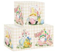 HUUMONSS 30cm Set di 3 Scatole Portaoggetti Pasqua Coniglio Gnomo Contenitore Porta Giochi per Bambini Pieghevole Tulipano Uova Cubi Portaoggetti per Libreria Kallax Scuola Materna Rosa