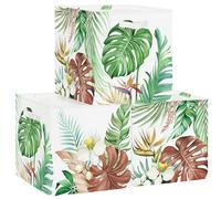 HUUMONSS 30cm Set di 3 Scatole Portaoggetti Piante Tropicali Contenitore Porta Giochi per Bambini Pieghevole Foglia Monstera Palme Cubi Portaoggetti per Libreria Kallax Scuola Materna,Farfalla