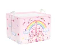 HUUMONSS Grande Cesta Porta Biancheria Bambini Animali Arcobaleno Pieghevole Cestini Portaoggetti Giocattoli Vestiti per Bagno Cameretta, Castelli, 36L
