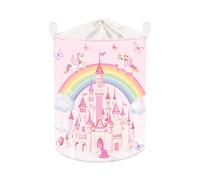 HUUMONSS Grande Cesta Porta Biancheria Bambini Animali Arcobaleno Pieghevole Cestini Portaoggetti Giocattoli Vestiti per Bagno Cameretta, Castelli, 63L
