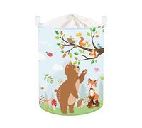 HUUMONSS Grande Cesta Porta Biancheria Bambini Animali Foresta Albero Pieghevole Cestini Portaoggetti Giocattoli Vestiti per Bagno Cameretta, Riccio, 63L
