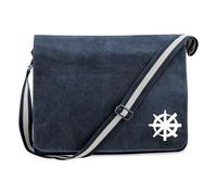 Huuraa Borsa a tracolla Ruota del Dharma Borsa regalo per laptop Vintage Navy 14 litri in tela Ruota del Dharma Presente