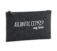 Huuraa borsa da toilette Atlantic City my love Borsa regalo per cosmetici in feltro color carbone da 1 litro Atlantic City my love Presente