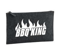 Huuraa borsa da toilette BBQ King Flammen Borsa regalo per cosmetici in feltro color carbone da 1 litro BBQ King Flammen Presente