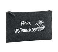 Huuraa borsa da toilette Frohe Weihnachten Weihnachtsmann Borsa regalo per cosmetici in feltro color carbone da 1 litro Frohe Weihnachten Weihnachtsmann Presente